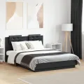 Cadre de lit avec tête de lit noir 120x190 cm bois d'ingénierie