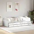 Lit de jour avec tiroirs blanc 75x190 cm bois d'ingénierie