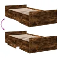 Cadre de lit et tiroirs chêne fumé 75x190 cm bois d'ingénierie