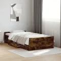 Cadre de lit et tiroirs chêne fumé 90x200 cm bois d'ingénierie