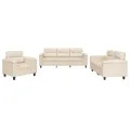 Ensemble de canapés 3 pcs avec coussins beige tissu microfibre