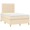 cadre de lit matelas et LED crème 120x190 cm tissu