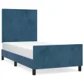 Cadre de lit avec tête de lit Bleu foncé 90x190 cm Velours
