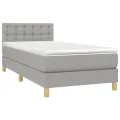 cadre de lit avec matelas Gris clair 90x200 cm Tissu