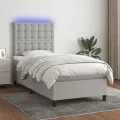 cadre de lit et matelas et LED Gris clair 100x200 cm