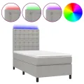 cadre de lit et matelas et LED Gris clair 100x200 cm