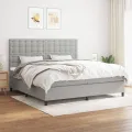 cadre de lit avec matelas Gris clair 200x200cm Tissu