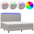 cadre de lit et matelas et LED Gris clair 200x200 cm