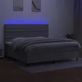 cadre de lit et matelas et LED Gris clair 200x200 cm