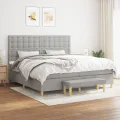 cadre de lit avec matelas Gris clair 200x200cm Tissu