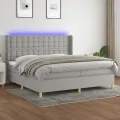 cadre de lit matelas LED Gris clair 200x200 cm Tissu