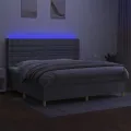 cadre de lit matelas LED Gris clair 200x200 cm Tissu