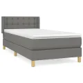 cadre de lit avec matelas Gris foncé 100x200cm Tissu