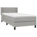 cadre de lit avec matelas Gris clair 100x200cm Tissu