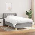 cadre de lit avec matelas Gris clair 100x200cm Tissu