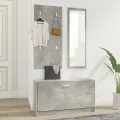 Ensemble d'armoires à chaussures 3-en-1 Gris béton