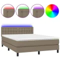 cadre de lit avec matelas LED Taupe 140x200 cm Tissu