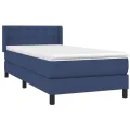 cadre de lit avec matelas Bleu 90x190 cm Tissu
