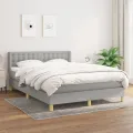 cadre de lit avec matelas Gris clair 140x190cm Tissu