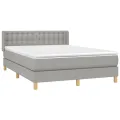 cadre de lit avec matelas Gris clair 140x190cm Tissu