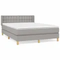cadre de lit avec matelas Gris clair 140x200cm Tissu