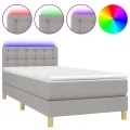 cadre de lit matelas LED Gris clair 100x200 cm Tissu