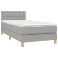 cadre de lit matelas LED Gris clair 100x200 cm Tissu