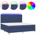 cadre de lit et matelas et LED Bleu 200x200 cm Tissu