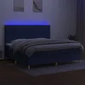 cadre de lit et matelas et LED Bleu 200x200 cm Tissu