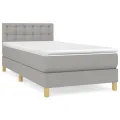 cadre de lit avec matelas Gris clair 100x200cm Tissu