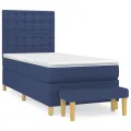 cadre de lit avec matelas Bleu 100x200 cm Tissu