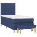 cadre de lit avec matelas Bleu 100x200 cm Tissu