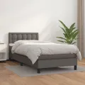 cadre de lit avec matelas Gris 90x190 cm Similicuir