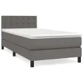 cadre de lit avec matelas Gris 90x190 cm Similicuir