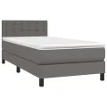 cadre de lit avec matelas Gris 90x190 cm Similicuir