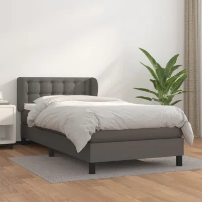 cadre de lit avec matelas Gris 90x190 cm Similicuir
