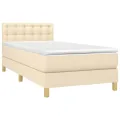 cadre de lit avec matelas LED Crème 100x200 cm Tissu