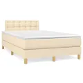 cadre de lit avec matelas Crème 120x200 cm Tissu