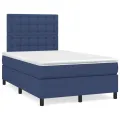 cadre de lit avec matelas Bleu 120x200 cm Tissu