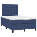 cadre de lit avec matelas Bleu 120x200 cm Tissu