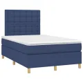 cadre de lit et matelas et LED Bleu 120x200 cm Tissu