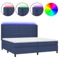 cadre de lit matelas et LED Bleu 200x200 cm Tissu