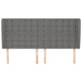 Tête de lit avec oreilles Gris foncé 163x23x118/128 cm Tissu