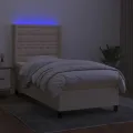 cadre de lit matelas et LED Crème 90x200 cm Tissu