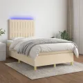 cadre de lit et matelas et LED Crème 120x200cm Tissu