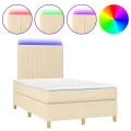 cadre de lit et matelas et LED Crème 120x200cm Tissu