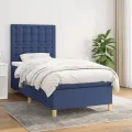 cadre de lit avec matelas Bleu 90x200 cm Tissu