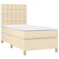 cadre de lit et matelas et LED Crème 90x200 cm Tissu