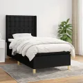 cadre de lit et matelas Noir 80x200 cm Tissu