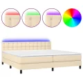 cadre de lit et matelas et LED Crème 200x200cm Tissu